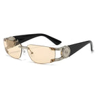 Retro Y2K Spice Girl style frameless sunglasses with engraved design UV protection streetwear sunglasses for women made of mbzr