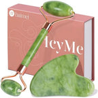 IcyMe Gua Sha and Jade Roller Set, Cooling Face Roller and Guasha Tool for Face Depuffing, Facial Sculpting and Jawline Definit mbzr