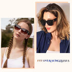 2PC Lightweight Oversized Over Glasses Sunglasses for Women Men Square Fit Over Polarized Sun Glasses UV400 T04