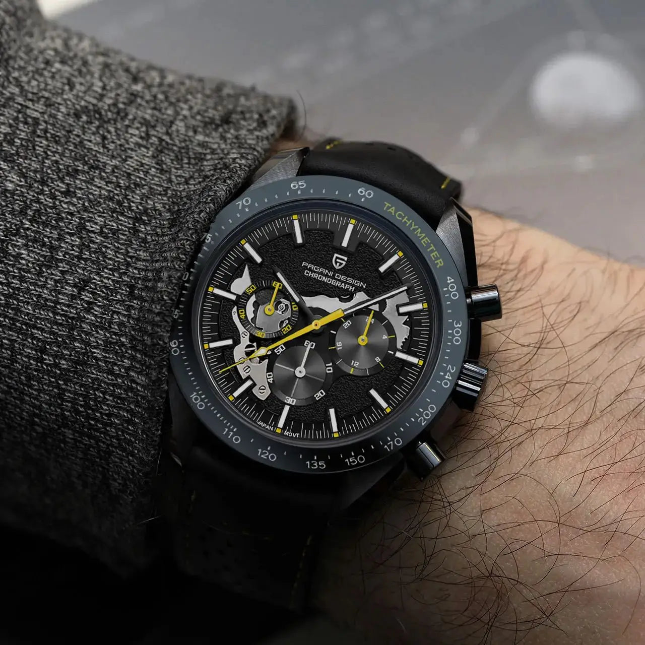 PAGANI DESIGN 2025 New Moon Dark Men's Watches Luxury Quartz Watch Men Skeleton Sport Chronograph AR Sapphire glass Wrist Watch