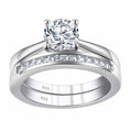 Newshe Solid 925 Silver Engagement Ring Wedding Band Fine Jewelry Luxury Solitaire Round Cubic Zircon Imitation Diamond Rings