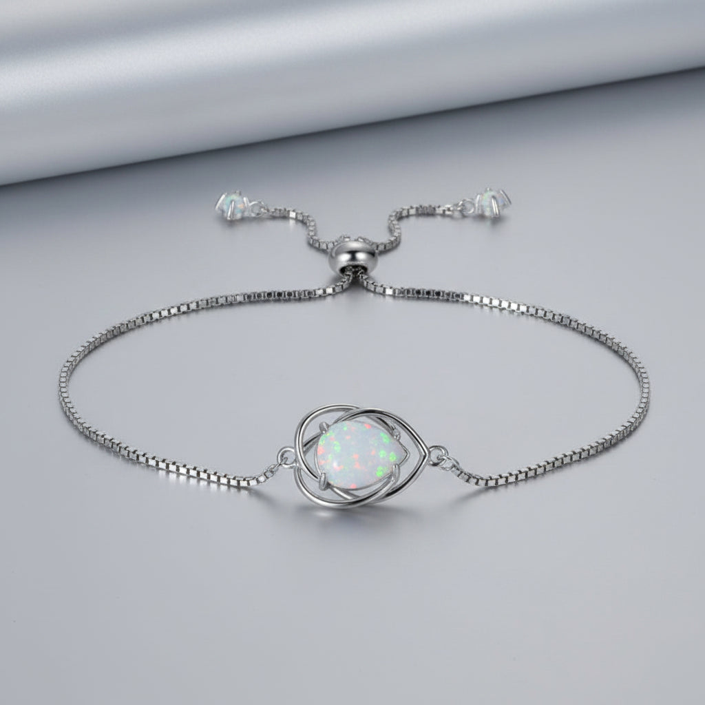 OXTAO White Opal Water Drop Necklace Bracelet Female Jewelry 925 Sterling Silver 7x10mm Pear Shape Cut Hollow Pendant Adjustable mbzr