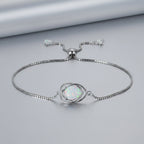 OXTAO White Opal Water Drop Necklace Bracelet Female Jewelry 925 Sterling Silver 7x10mm Pear Shape Cut Hollow Pendant Adjustable mbzr