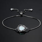 OXTAO White Opal Water Drop Necklace Bracelet Female Jewelry 925 Sterling Silver 7x10mm Pear Shape Cut Hollow Pendant Adjustable mbzr