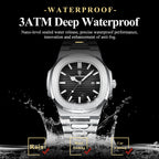 POEDAGAR Square Luxury Men Wristwatch Waterproof Luminous Date High Quality Stainless Steel Male Clock Business Sports Quartz Watches For Men Reloj Hombre mbzr