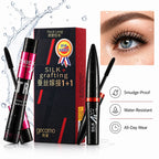 2-Step Mascara & Fiber Lash Extension Set, Lengthening Volumizing Waterproof Curling Mascara, Smudge-Proof Eye Makeup mbzr
