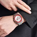 PAGANI DESIGN New Retro Red Watch Luxury Quartz Watches For Men Stainless steel Luminous AR Sapphire crystal Chronograph Man