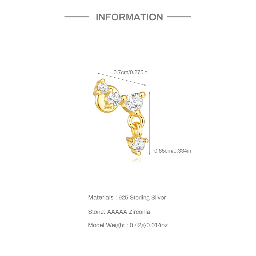 925 Sterling Silver Full Ear Dainty Piercing Ear Lobe Stud Earring for Women Helix Flat Earring Ear Bone Studs Fine Jewelry mbzr