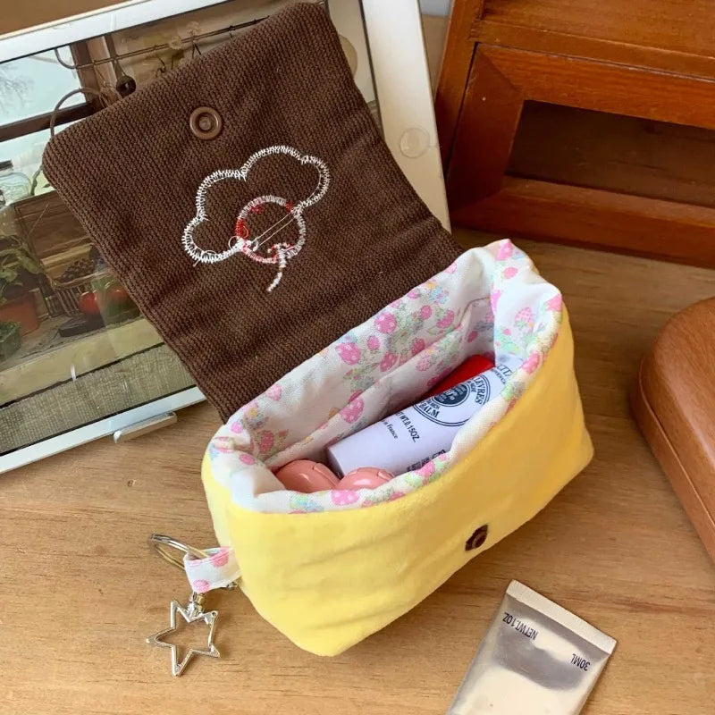Multifunctional Small Pouch for Girls Cute Cherry Pudding Plush Coin Purse Mini Cartoon Portable Wallet for Cards Earphones Case