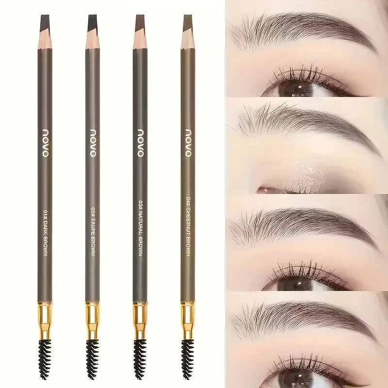 4 Pack Waterproof Eyebrow Pencils - Dual-Ended with Spoolie Brush | Smudge Proof Long Lasting Microblading for Tattooed Brows, S mbzr