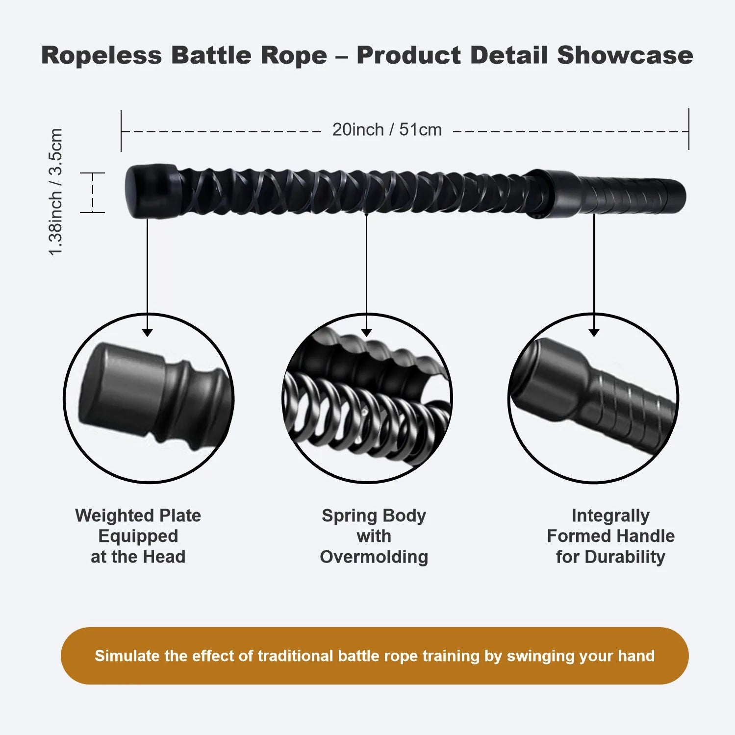 New Upgraded Spring Rubber Coated Ropeless Battle Rope Unisex Portable Detachable Fitness Elastic Stick Full Body Workout Fat Burning Core Training Home Gym Outdoor Sports Exercise Resistance Training Stick for Men Women Begi mbzr