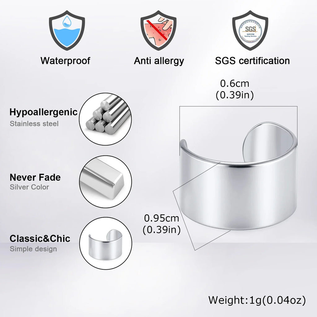 Punk Stainless Steel Ear Bone Clip for Men,Long Short Cube Non Piercing Ear Cuff,Hip Hop Earring Jewelry Gift