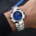 DENVOSI Futuristic Sport Watch Irregular Shark Wave Design Analog Quartz Metal Band for Men and Women