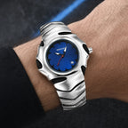 DENVOSI Futuristic Sport Watch Irregular Shark Wave Design Analog Quartz Metal Band for Men and Women
