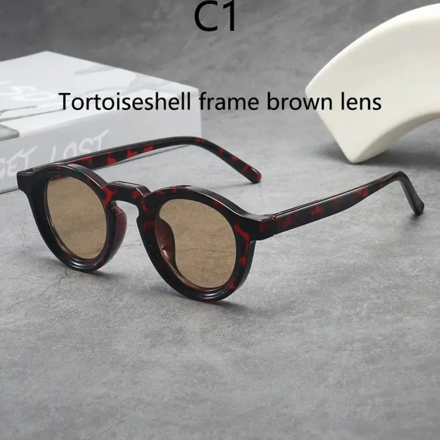 2025 Retro Thick Framed Oval Sunglasses For Men American Style Gray Eyewear Retro Leopard Print Glasses UV400 Prescription