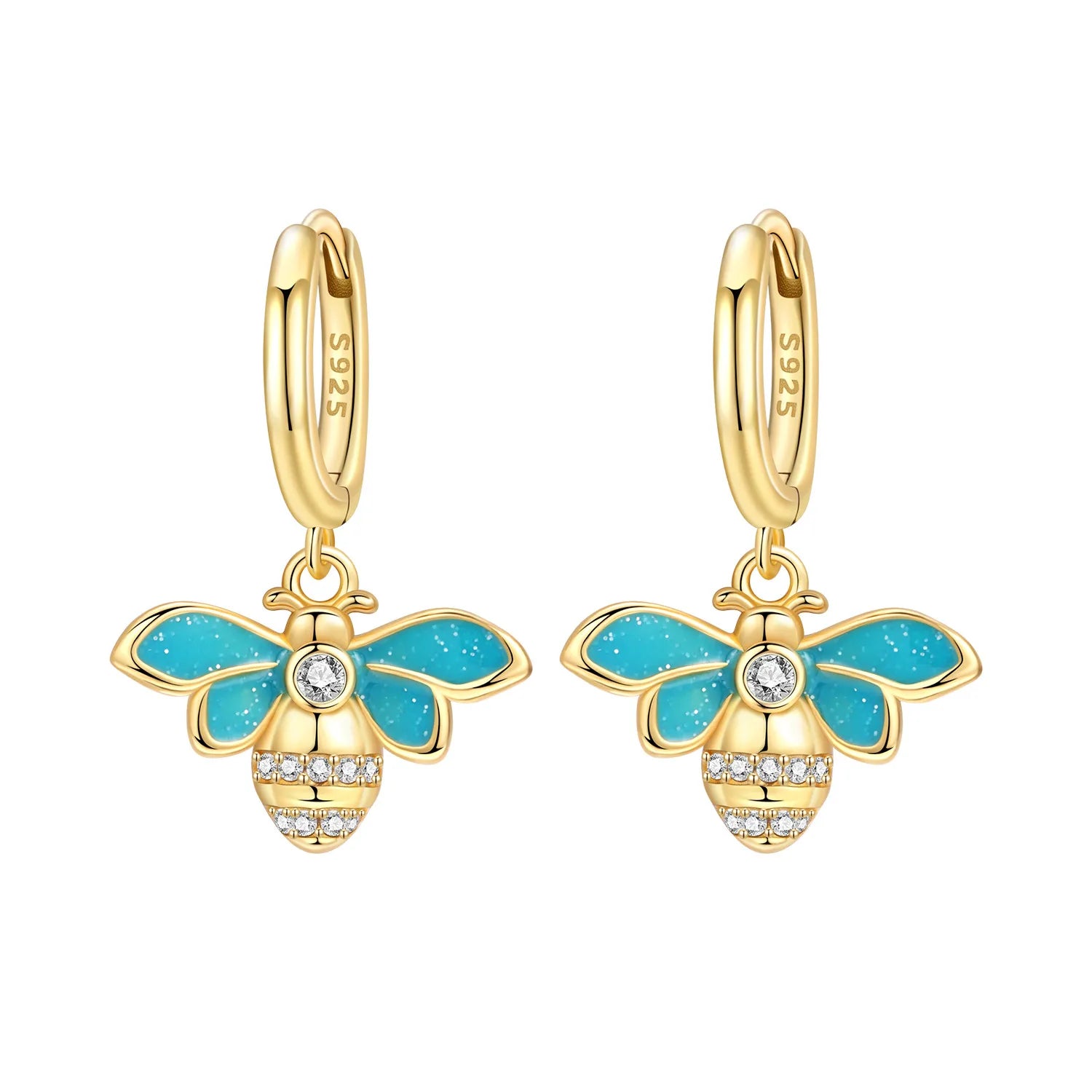 Original 2025 S925 Sterling Silver Zirconia Butterfly Gradient Dragonfly Earrings Women's Earring Jewelry Birthday Party Gift mbzr