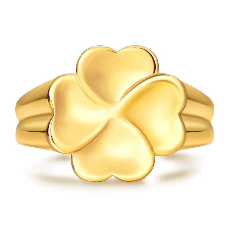MULA Wedding Band Rings 925 Sterling Silver Gold Four-leaf Clover Signet Ring 6-9 For Women Man Anniversar Fashion Jewelry Gift