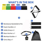 Multifunction Fitness Tension Rope 5-Tube Elastic Yoga Pedal Puller Resistance Band Tension Rope for Stretching Abdomen Training mbzr