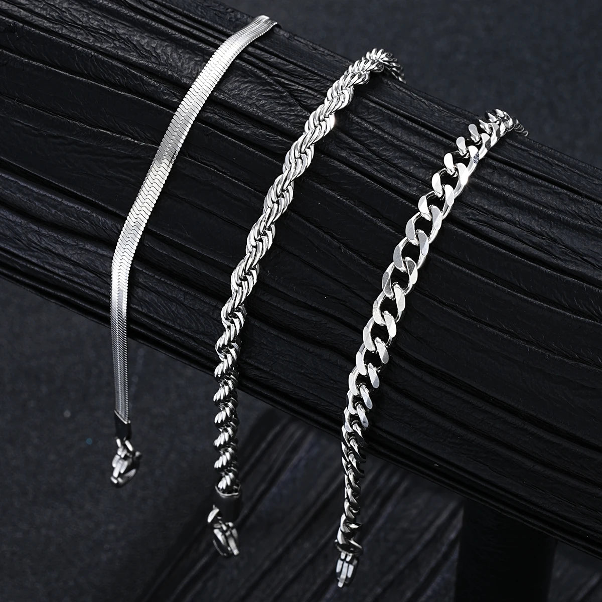 New Arrival Silver Tone Stainless Steel Jewelry Set Unisex Punk Vintage Smooth Ring Necklace Bracelet Waterproof Anti Tarnish Minimal Street Daily Wear Jewelry Gift For Men