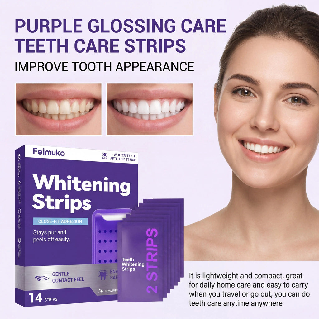 Purple Teeth Whitening Strips for Sensitive Teeth Remove Coffee Wine Smoking Stains Non Slip Improve Dental Yellowing Bright Smile Teeth Bleaching Strip mbzr