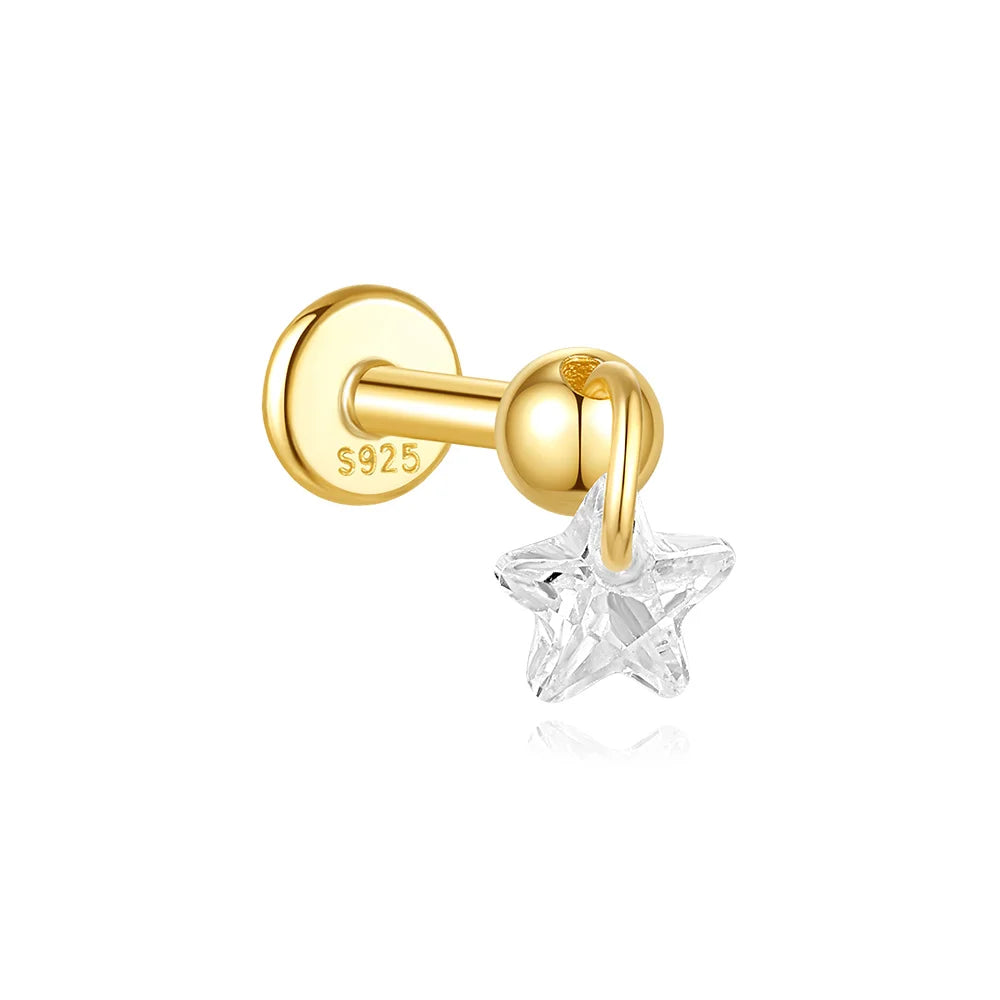 925 Sterling Silver Full Ear Dainty Piercing Ear Lobe Stud Earring for Women Helix Flat Earring Ear Bone Studs Fine Jewelry mbzr