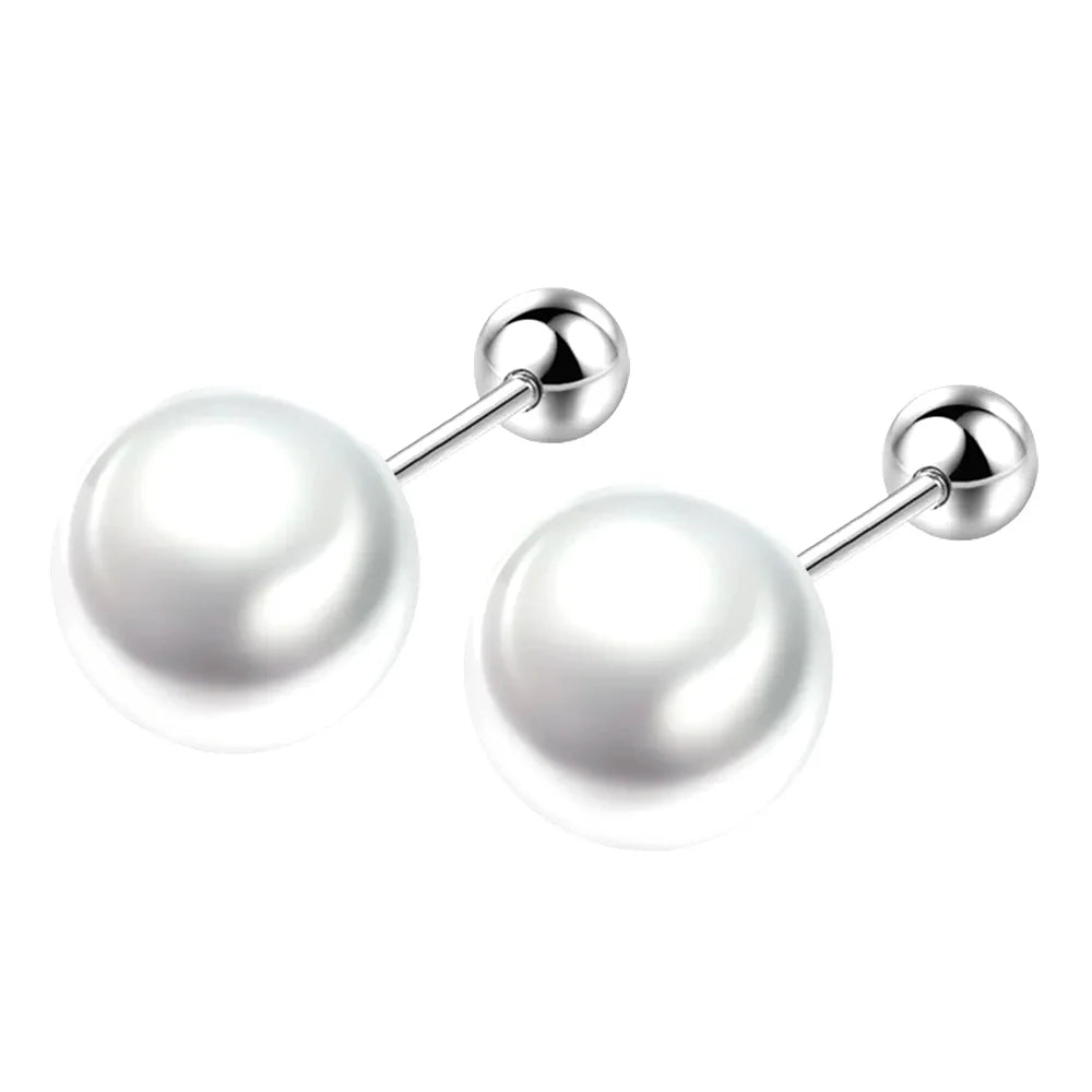925 Sterling Silver freshwater pearl Earrings 6/8/10/12For Women Classic Geometric Twisted Line Earrings Jewelry
