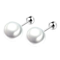 Sterling Silver Freshwater Pearl Geometric Stud Earrings