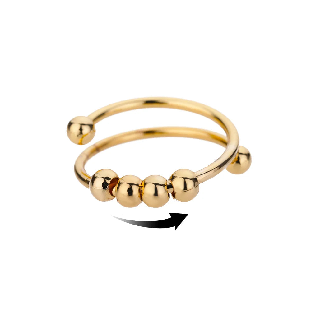 Anti Stress Anxiety Fidget Rings for Women Satinless Steel Spinner Sunflower Sun Star Ring Trendy Jewelry