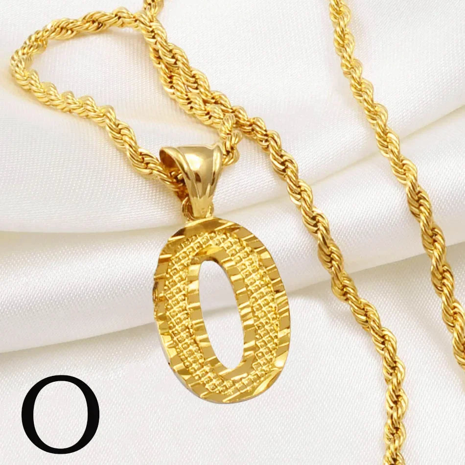 A-Z letter necklace, men's and women's gold-plated initials pendant rope chain, English letter jewelry Daily WearO mbzr