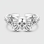 Retro-Style 925 Sterling Silver Open Ring – Hollow Skull & Butterfly, Punk Jewelry Accessory for Women mbzr