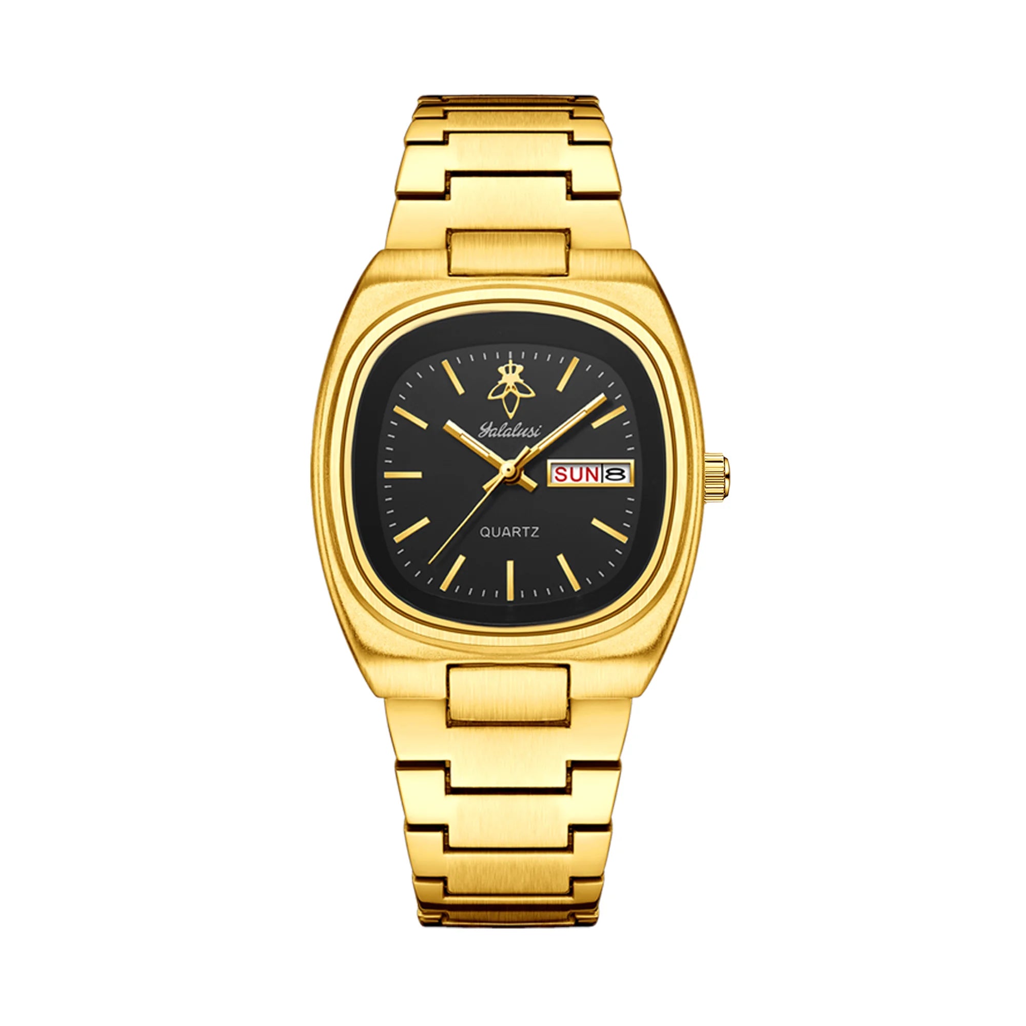 YaLaLuSi Unisex Fashion Waterproof Sport Watch Dual Calendar Gold Quartz Business Elegant with Box Remover Free Shipping mbzr