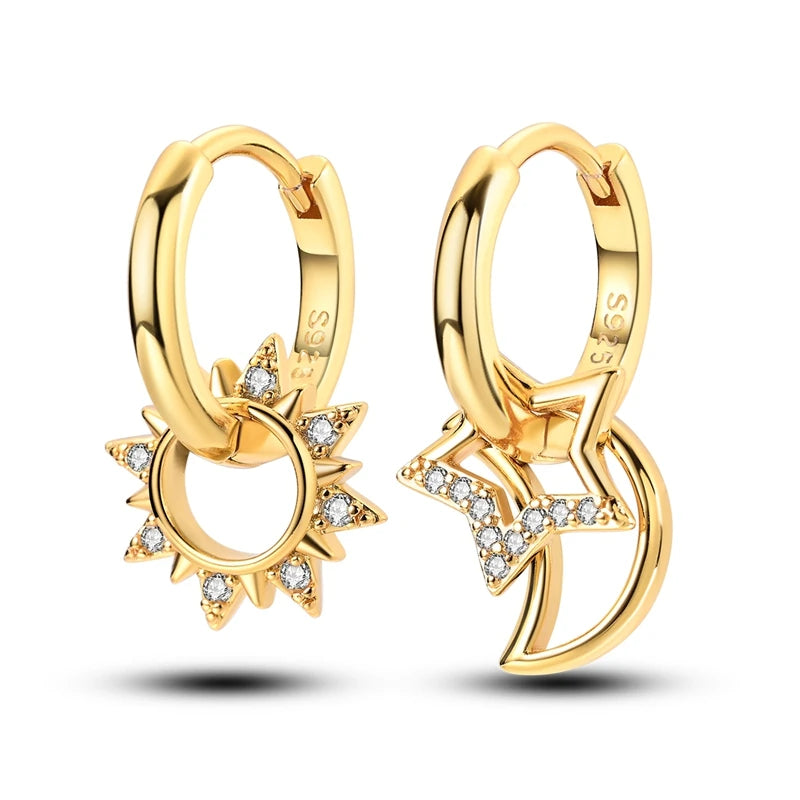 MULA 925 Sterling Silver Earrings Fasion Jewelry Zircon Starry Crystal Hoop Earrings