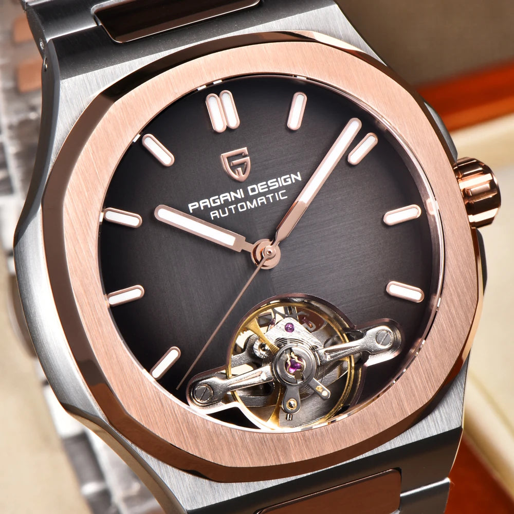 PAGANI DESIGN 2026 Men's Watch Skeleton Luxury Gold Automatic Watch For Men New Stainless steel  Business Mechanical Wristwatch