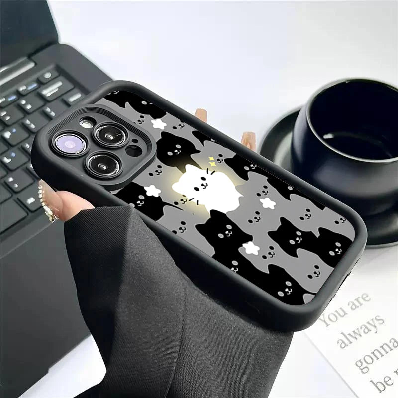 Soft TPU Case For  IPhone 17promax/17air 16 15 14 13 12 11 Pro Max X XS Anti-drop silicone phone case.Lovely Cartoon Cat Couple