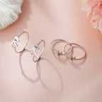 COOLTIME Initial Letter Ring for Women Stainless Steel A-Z Alphabet Double Heart Rings Simple Wedding Cheap Gift For Lover