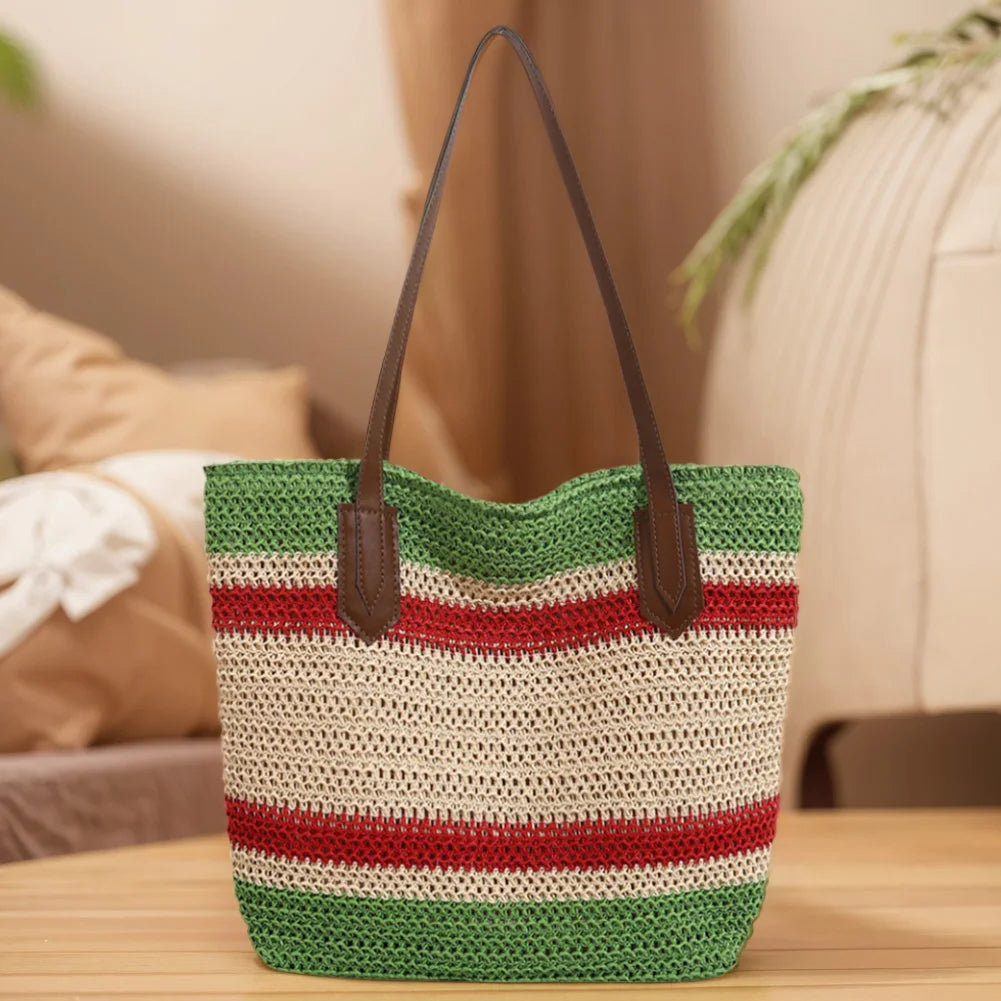 MOJOYCE Straw Shoulder Bag Large Capacity Summer Beach Crossbody Bag mbzr