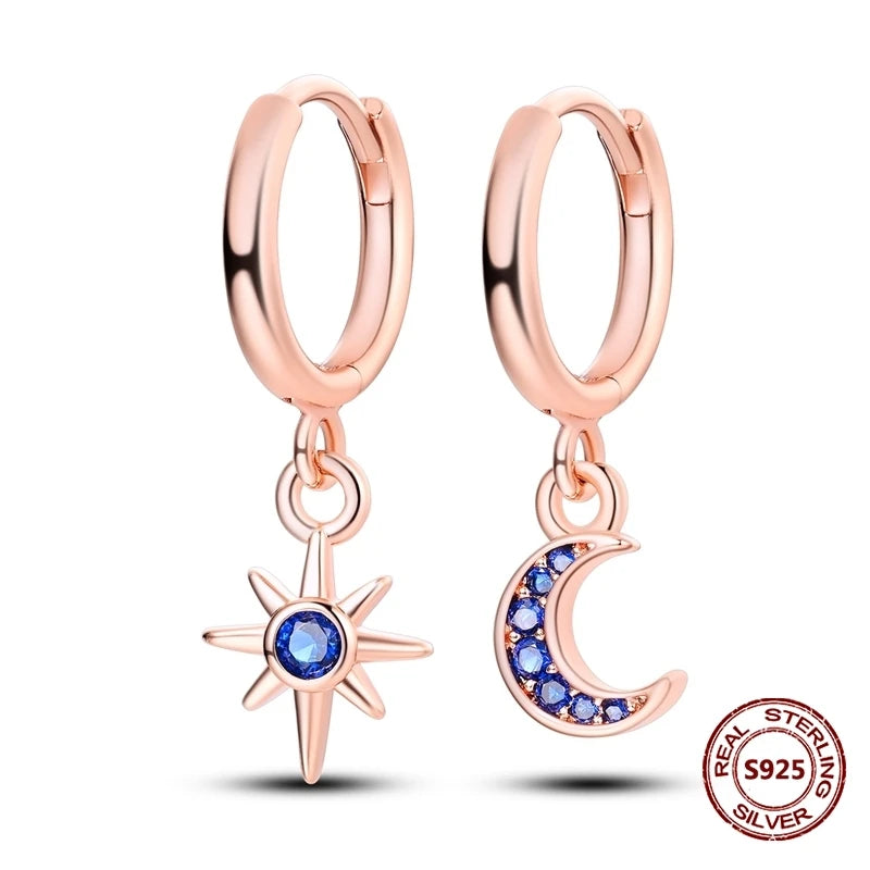 Fine Jewelry 925 Silver Rose Gold Plated Zircon Sparklin Hoop Earrings For Women mbzr