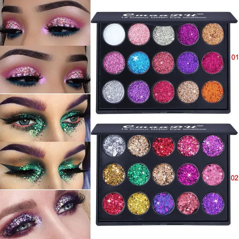15 Colors Glitter Eye Shadow Shiny Pigment Professional Eye Makeup Palette Long-lasting Make Up Eyeshadow Palette Party Cosmetic mbzr