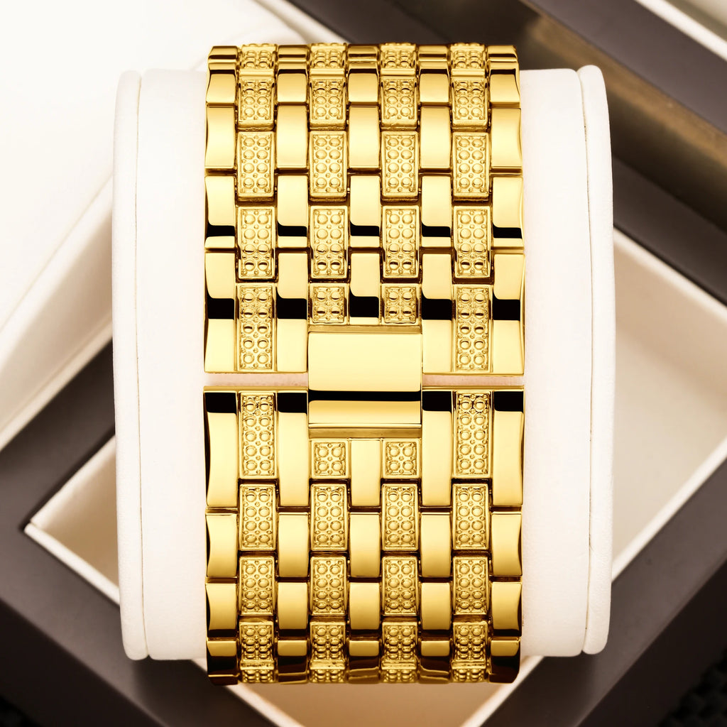 YaLaLuSi Full Rhinestone Square Ladies Watch Silver Metal Strap Gold Roman Dial Luxury Women Quartz Dress Watch