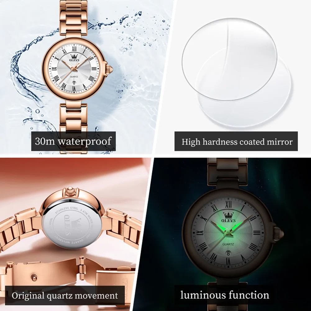 OLEVS 5608 Women Fashion Watch Stainless Steel Calendar Night Light Watch Original Brand Elegant Women Quartz Watch Reloj Mujer mbzr
