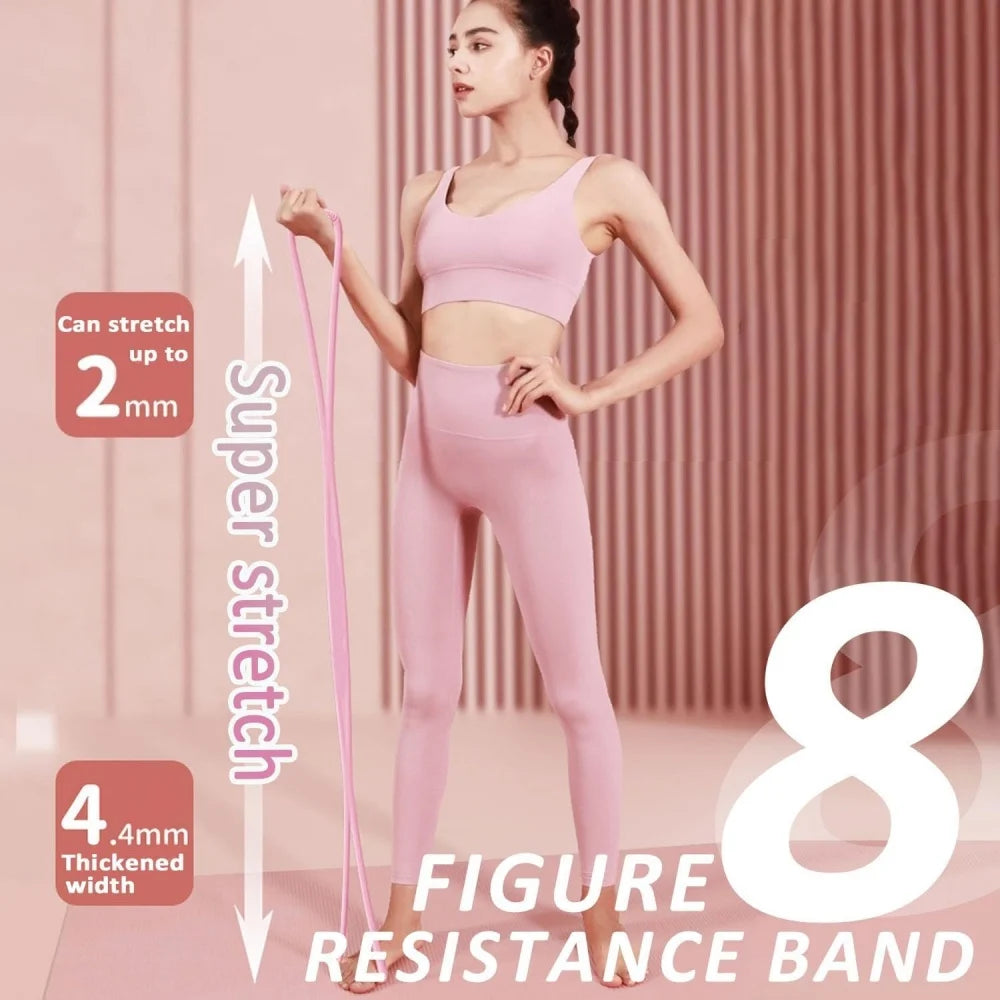 Figure 8 Resistance Band for Women and Men, Silicone Pull Rope with Non-Slip Handles, Arm Back Shoulder and Chest Workout Band for Home Gym Yoga Pilates mbzr