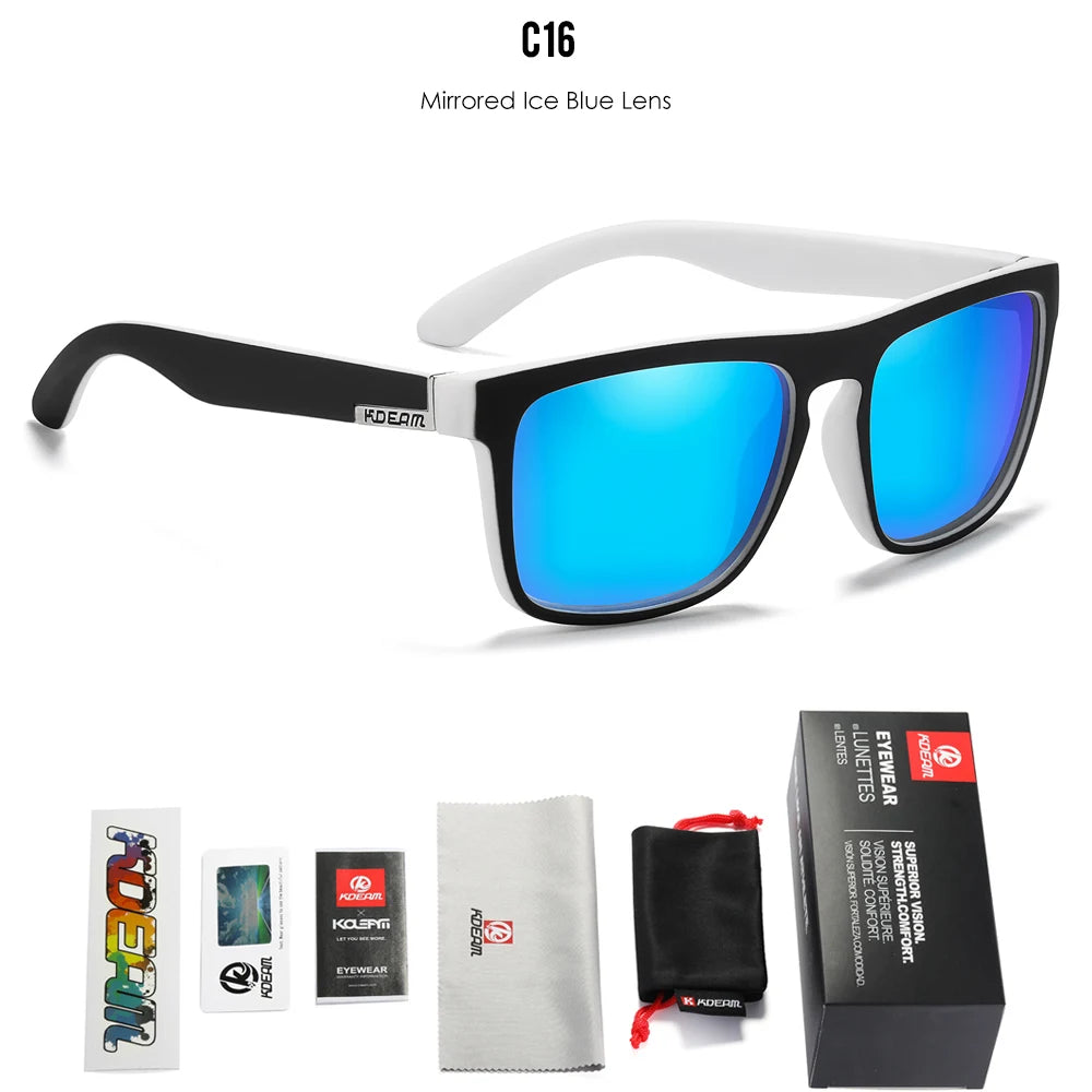 KDEAM Legend Square Sunglasses Polarized Lens Outdoor Sports Fishing Mountaineering  Sun Glasses With Brand Box