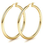 14K Chunky Gold Plated Hoop Earrings for Women 925 Sterling Silver Post Hollow Tube Hoops Earrings 4mm Thick Hoop Earrings Hypoallergenic Lightweight Gold Big Large Hoop Earrings 25/30/40/50/60/70MM
