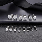 20G Hypoallergenic Flat Back Earrings for Women Men Silver Plated14K Gold-plated Stainless Steel Stud Earrings Brithstone Cubic Zirconia Studs Surgical Steel Cartilage Earrings for Sensitive Ears