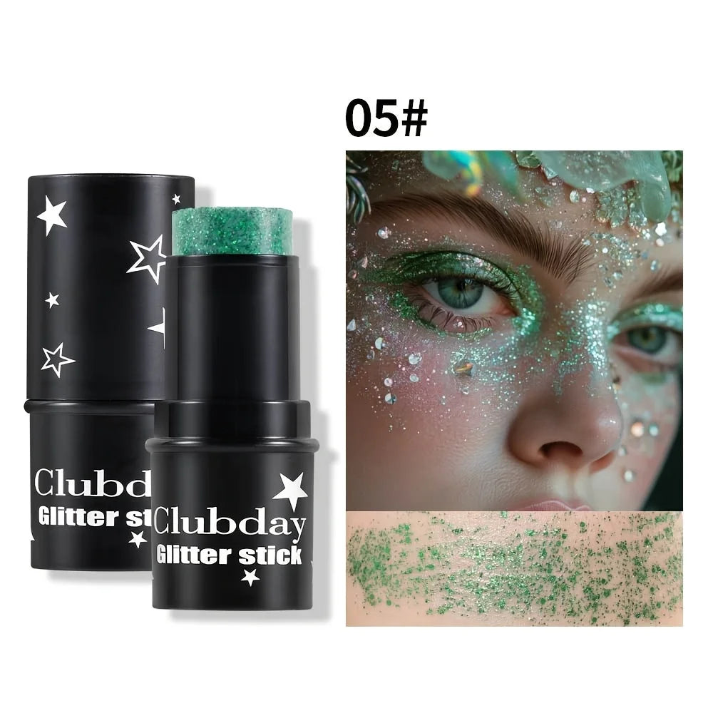Multi-Use Glitter Stick for Face & Body – Shimmer Eyeshadow Highlighter Crayon, Holographic Makeup for Festival, Stage, mbzr