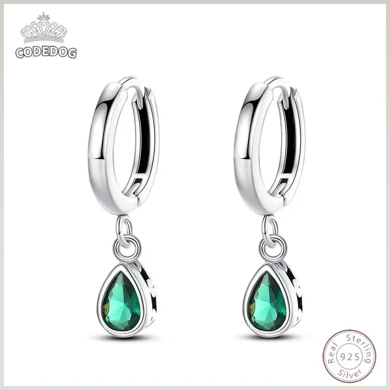 Hot 925 Sterling Silver Earrings Charm Simple Green Shiny Zircon Wedding Women Jewelry Gift mbzr