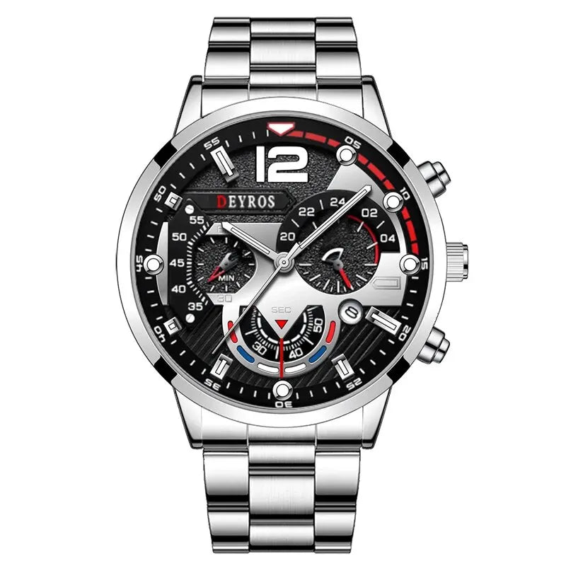 Fashion Mens Stainless Steel Watches Luxury Quartz Wristwatch Calendar Luminous Clock Men Business Casual Watch Reloj Hombre mbzr