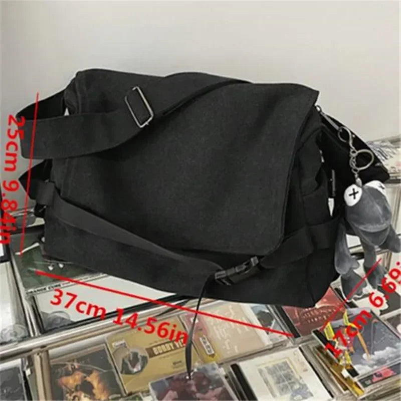 Canvas Crossbody Bags for Men Large Capacity Simple Messenger Bag Casual Ins Students School Bags Men's Shoulder Bag Satchel