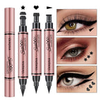 Women's Double-Headed Stamp Eyeliner Large-Capacity Liquid Black Winged Cat-Eye Makeup Tool Waterproof for Eye Beauty mbzr