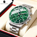 SAPPHERO Men’s Quartz Watch Luxury Chronograph Sport Wristwatch Stainless Steel Waterproof 50M Date Luminous Business Watch mbzr